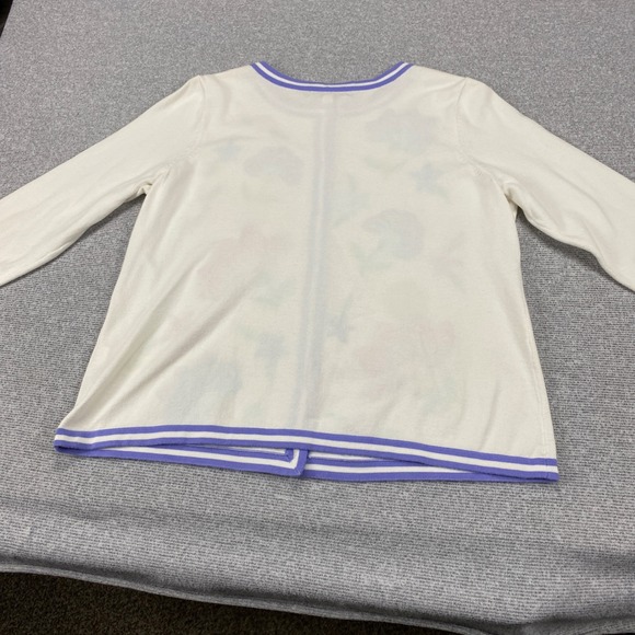 Sigrid Olsen Womens White Floral Embroidered Cardigan Sweater 3/4 Sleeve Size M - Picture 8 of 12